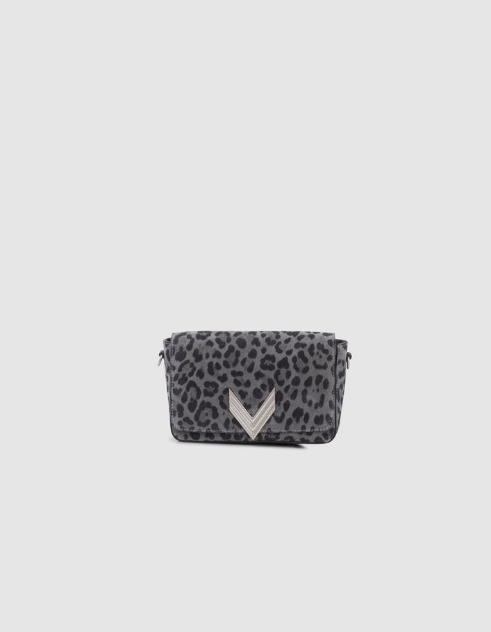 Le sac 111 gris cuir velours motif léopard Femme