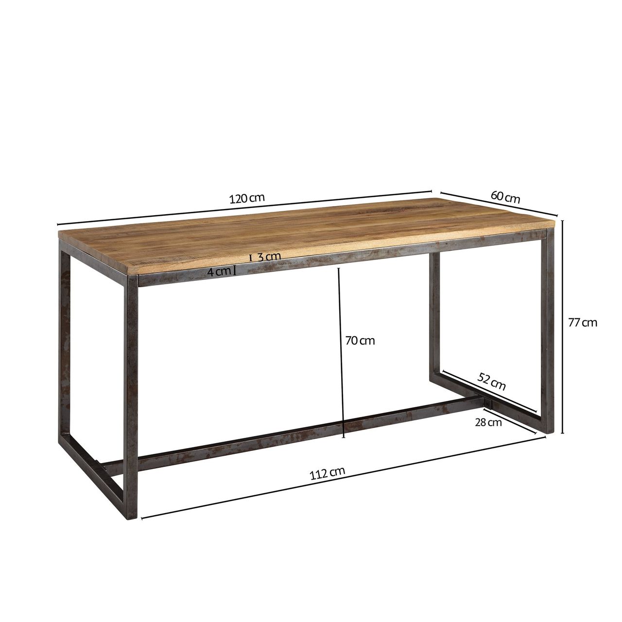 Wohnling Esszimmertisch 120 x 77 x 60 cm Mango
