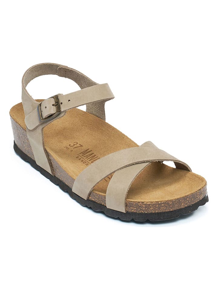 Mandel Leder-Sandalen in Taupe günstig kaufen