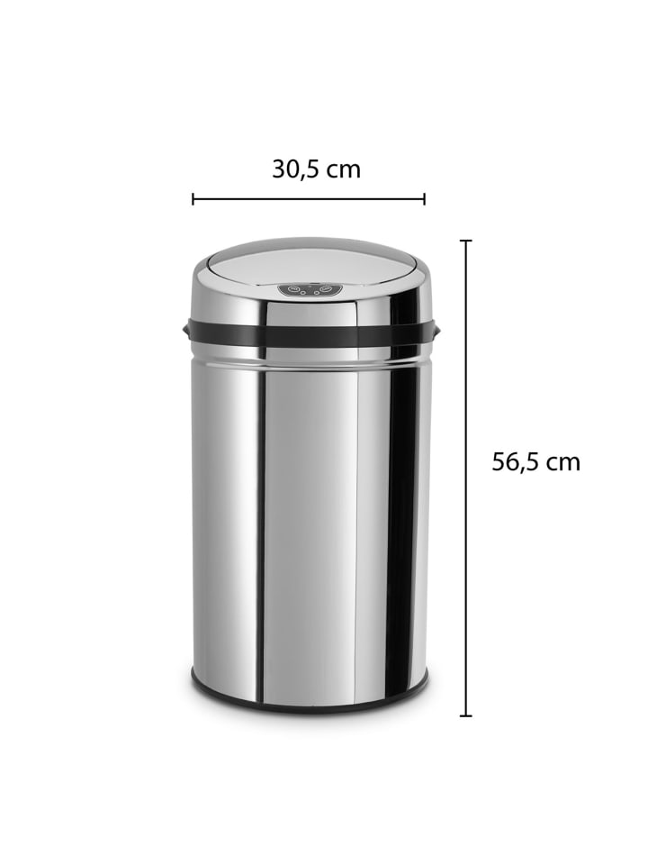 Echtwerk Edelstahl Abfalleimer mit Sensor 30 l in Silber günstig kaufen onesize