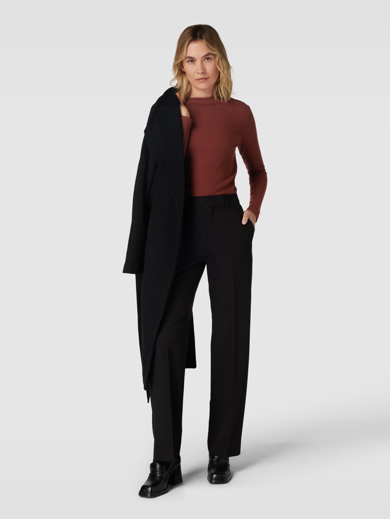 Longsleeve in Ripp-Optik in mittelbraun