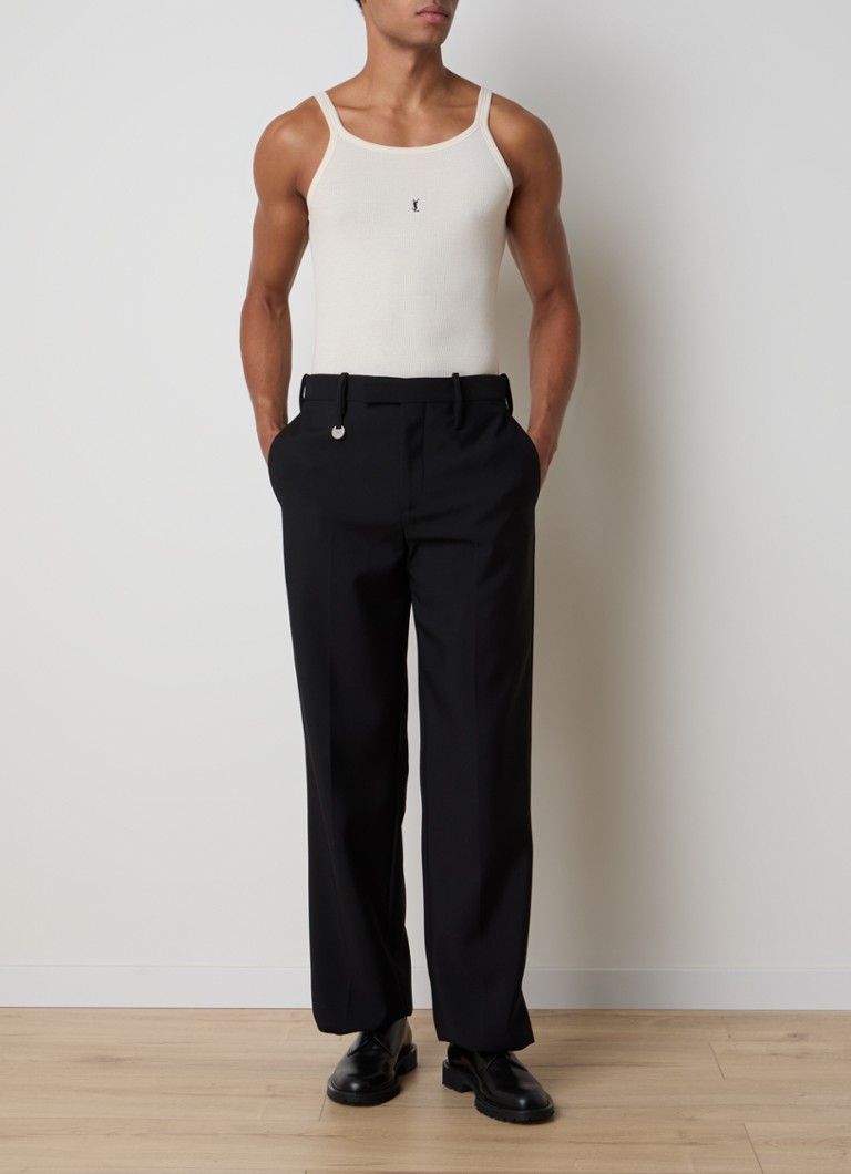 Canotta Saint Laurent con texture a coste e ricamo del logo.