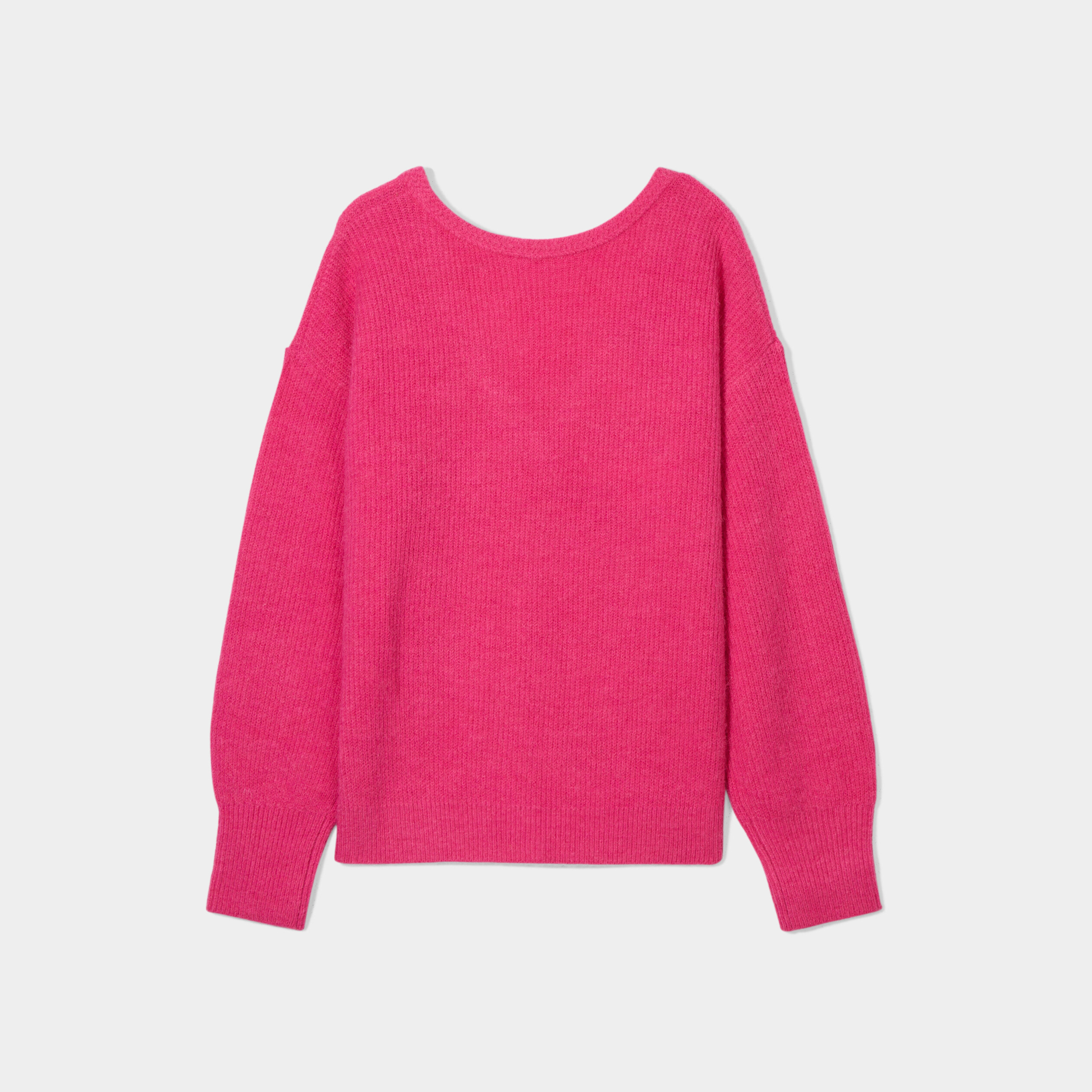 Pull réversible dos col en V rose fushia femme | La Halle