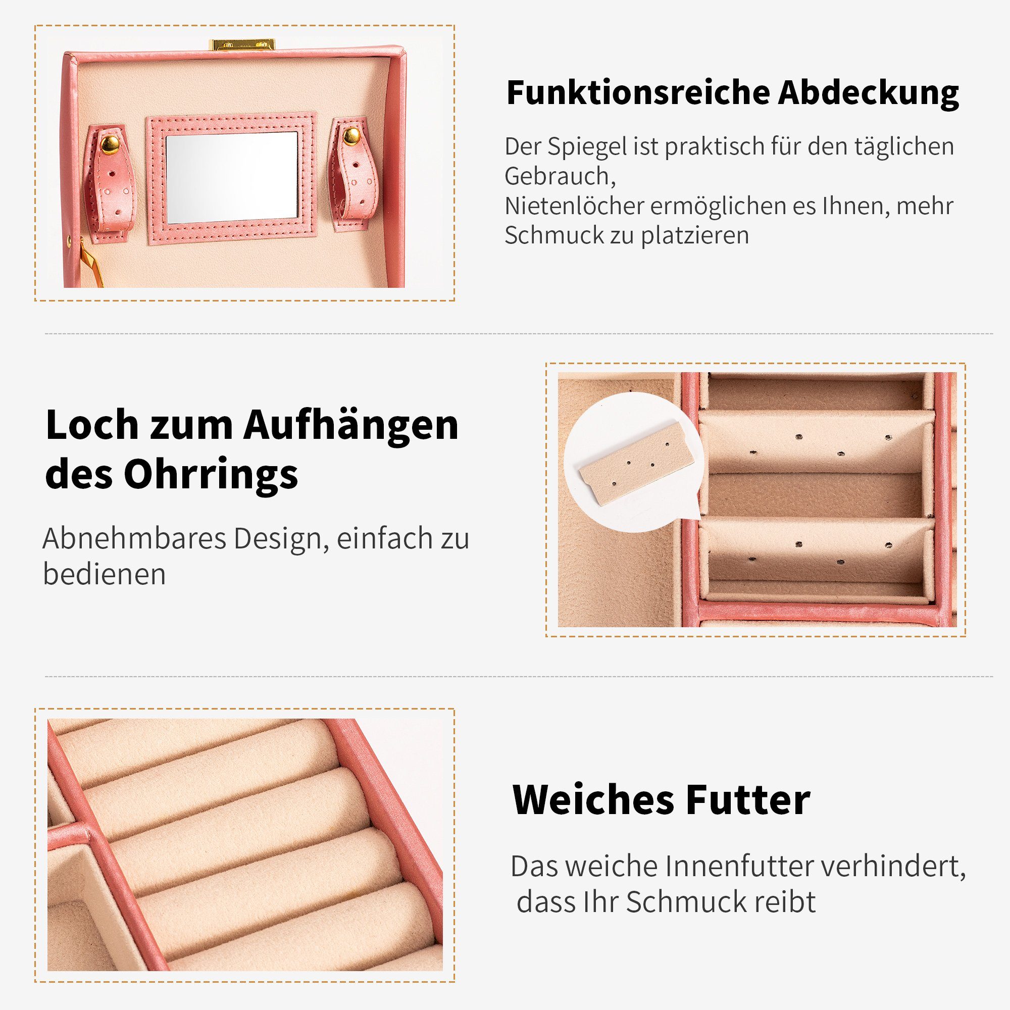 AdelDream Schmuckkasten YY-J021, Schöne Leder Schmuckschatulle Fall Aufbewahrung Organizer
