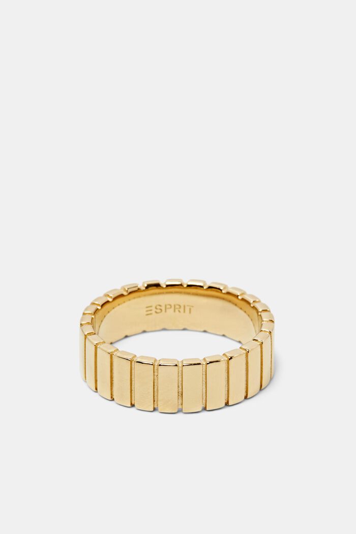 Goldfarbener, gerippter Ring, Sterlingsilber