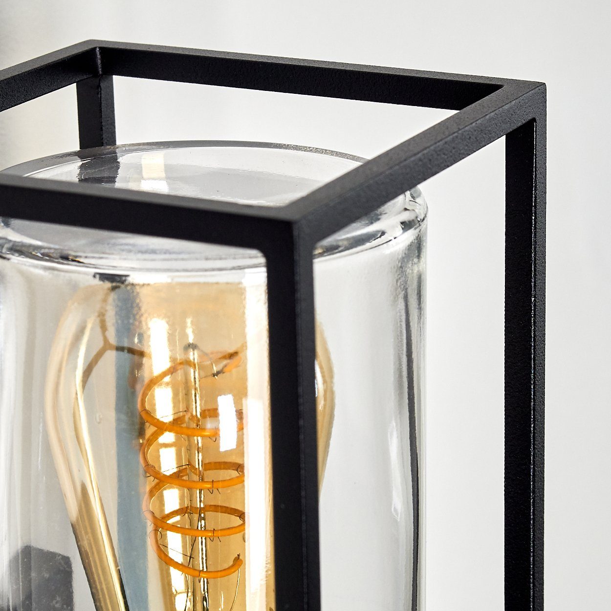 hofstein Außen-Wandleuchte Besana Wandlampe aus Metall, Schwarz, 4 Gläser Bernsteinfarben/Klar, ohne Leuchtmittel, Industrial Style Außenlampe mit Lichteffekt an der Wand, E27, IP44