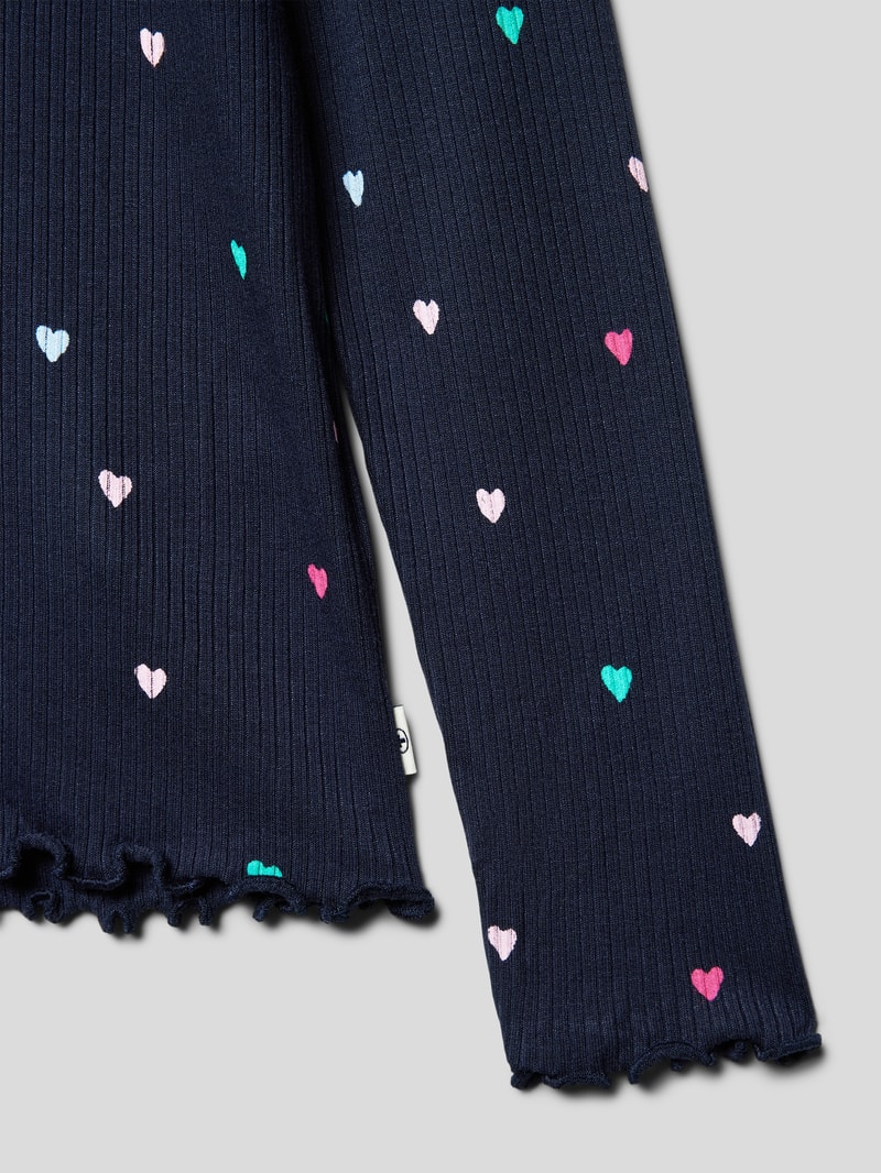 Longsleeve aus Viskose-Mix mit Allover-Muster in marineblau