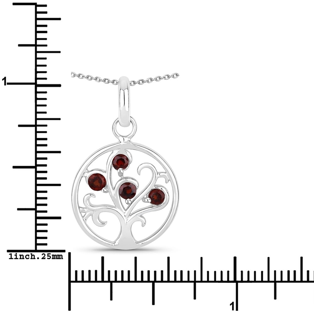 Rafaela Donata Chaîne Tree of Life Argent sterling Grenat en Argent Bijoux