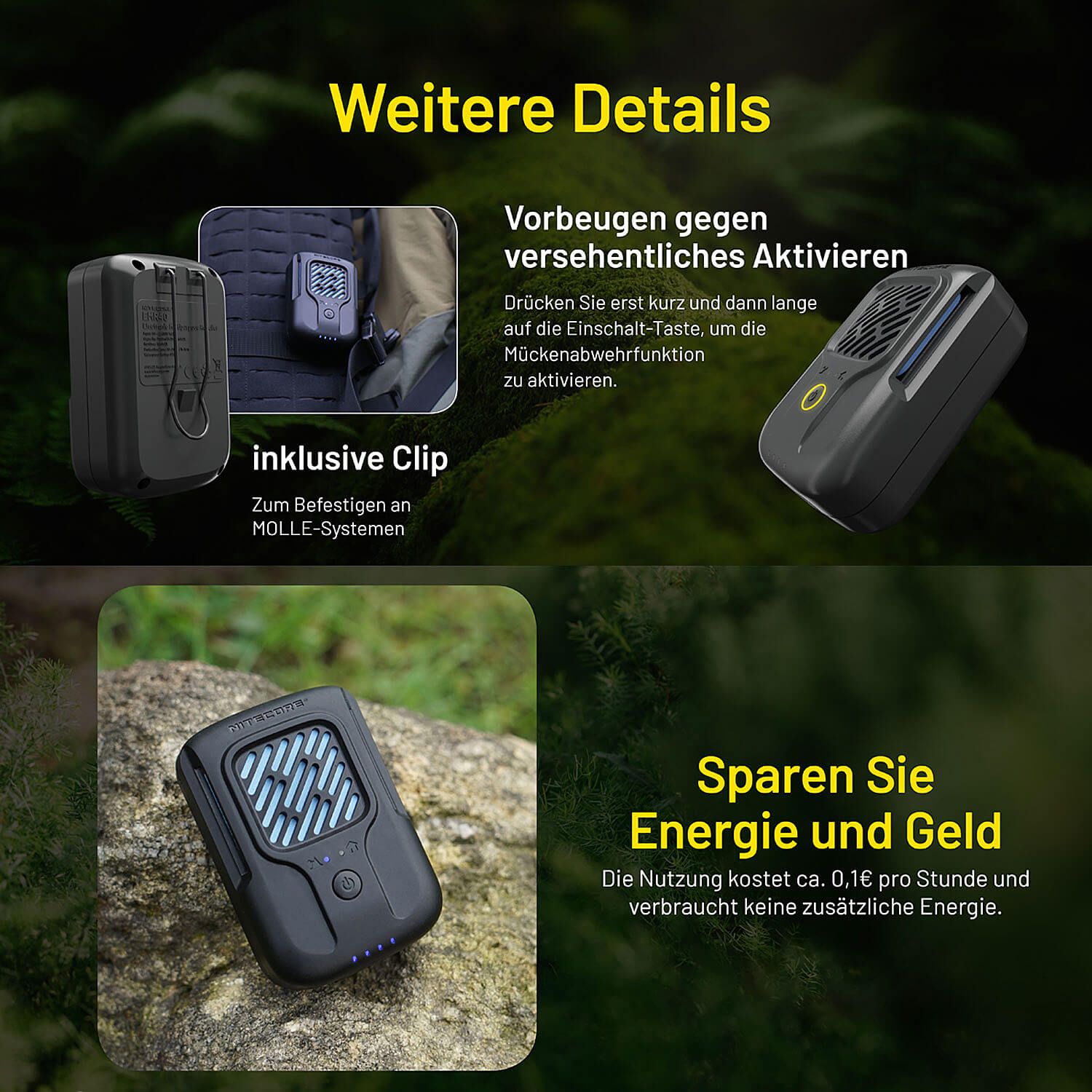 Mückenabwehrgerät EMR40 mit Akku 7800mAh