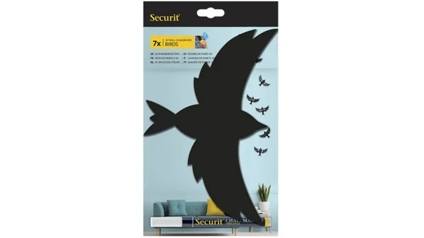 securit Kreidetafel 3D-Vogel 7 Stück