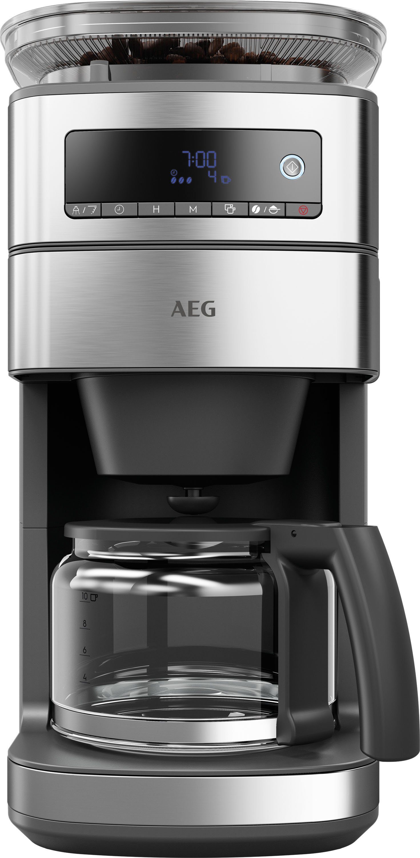 AEG Kaffeemaschine mit Mahlwerk CM6-1-5ST Gourmet 6, 1,25l Kaffeekanne, Papierfilter 1x4