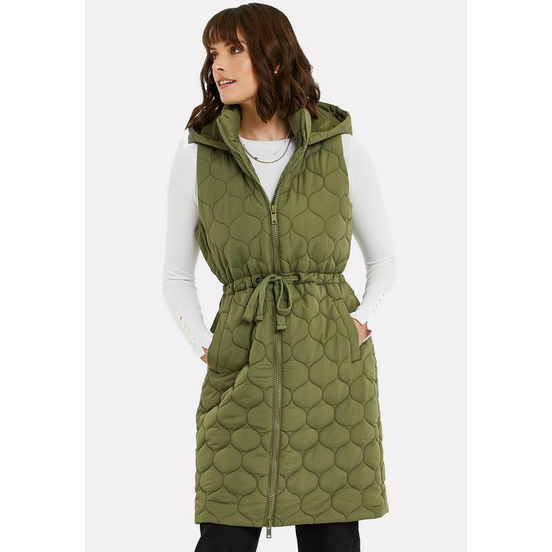 Threadbare THB Crush Quilted Long Line Gillet Longweste Damen