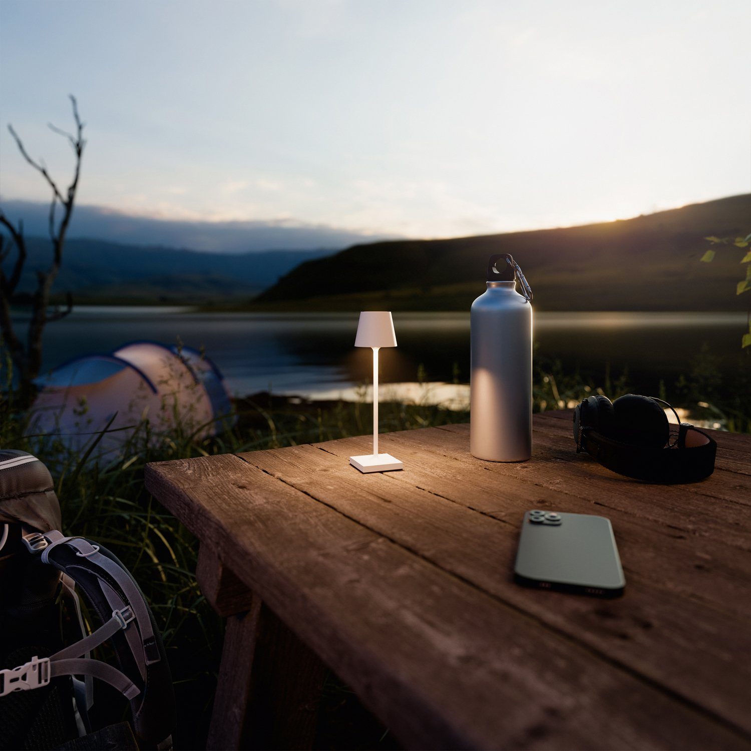 SIGOR LED Tischleuchte NUINDIE Pocket Schneeweiß, Dimmbar, 1 LED Platine, 2.700 K / 2.200 K