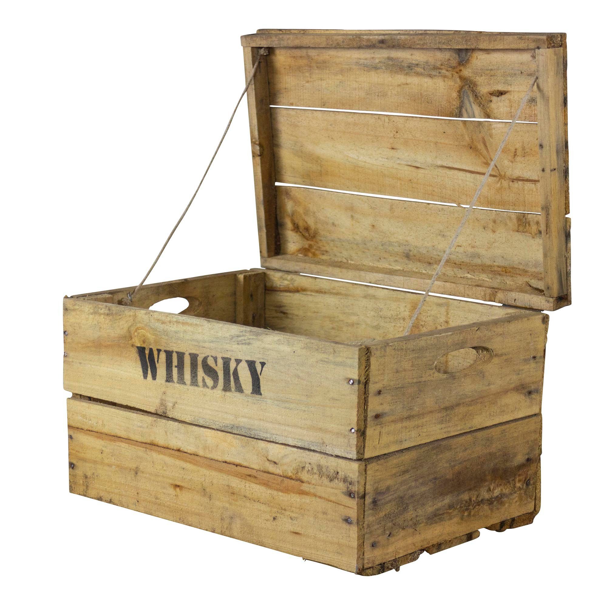 Kistenkolli Altes Land Allzweckkiste alte Holztruhe Whisky mt Deckel Holzkiste Schatztruhe Truhenkiste