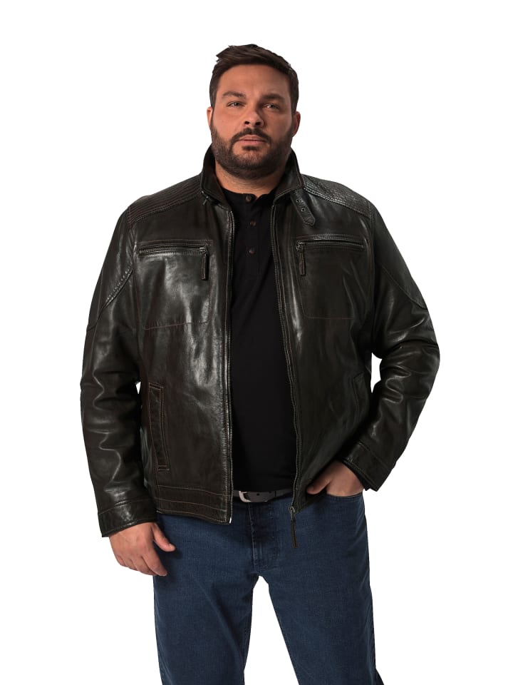 Men Plus Lederjacke in mahagonibraun günstig kaufen
