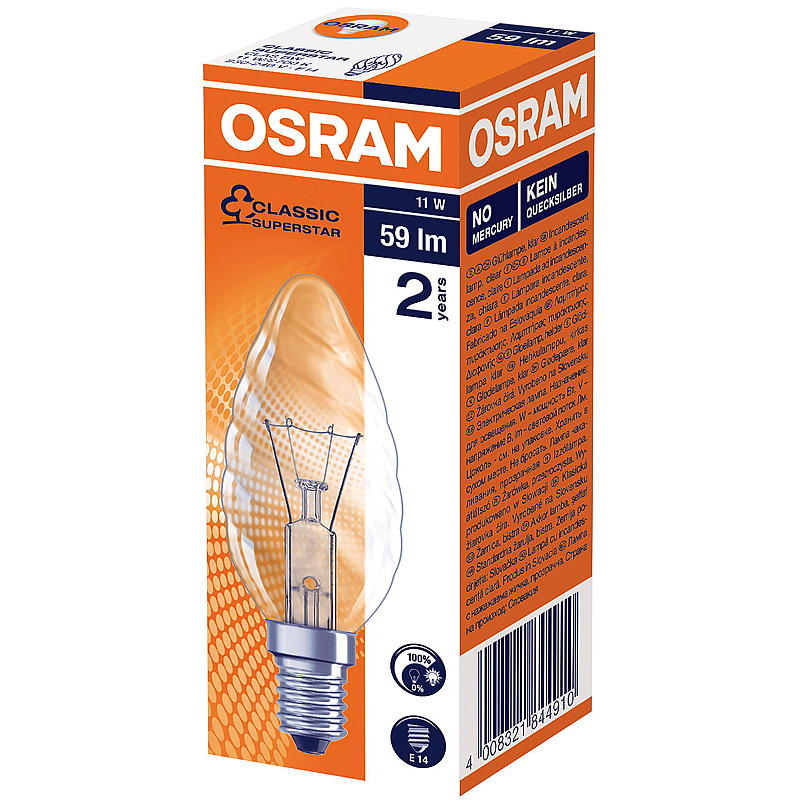 Osram Lyspære 11W E14 Classic BW, Mignon Osram