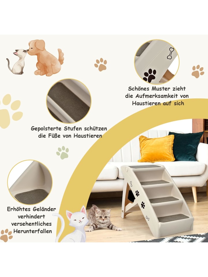 COSTWAY 4-stufig Haustiertreppe in Beige günstig kaufen onesize