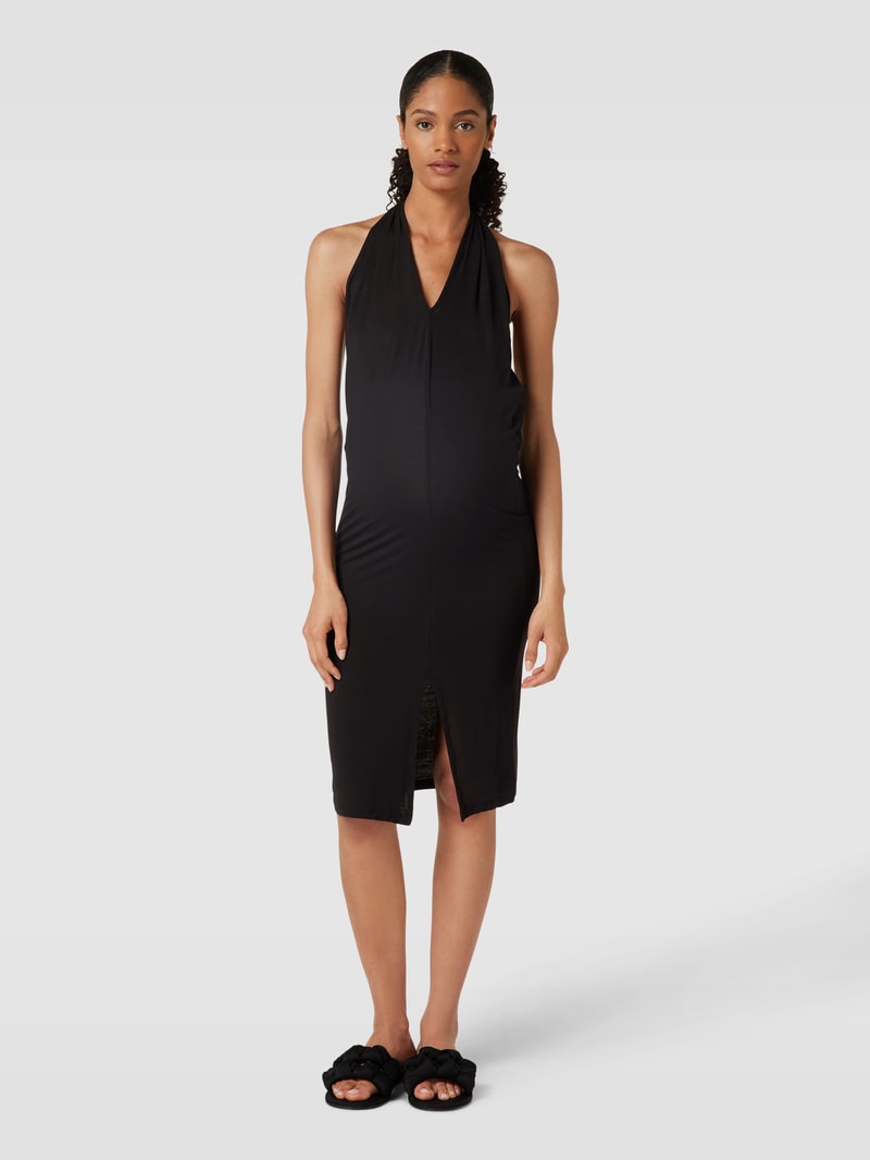 Umstands-Kleid mit V-Ausschnitt in schwarz