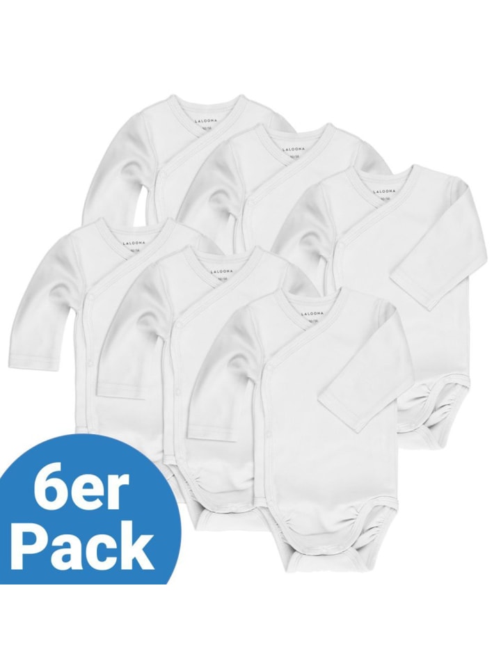 LaLoona Wickelbody Langarm 6er Pack - Weiß - in weiss günstig kaufen