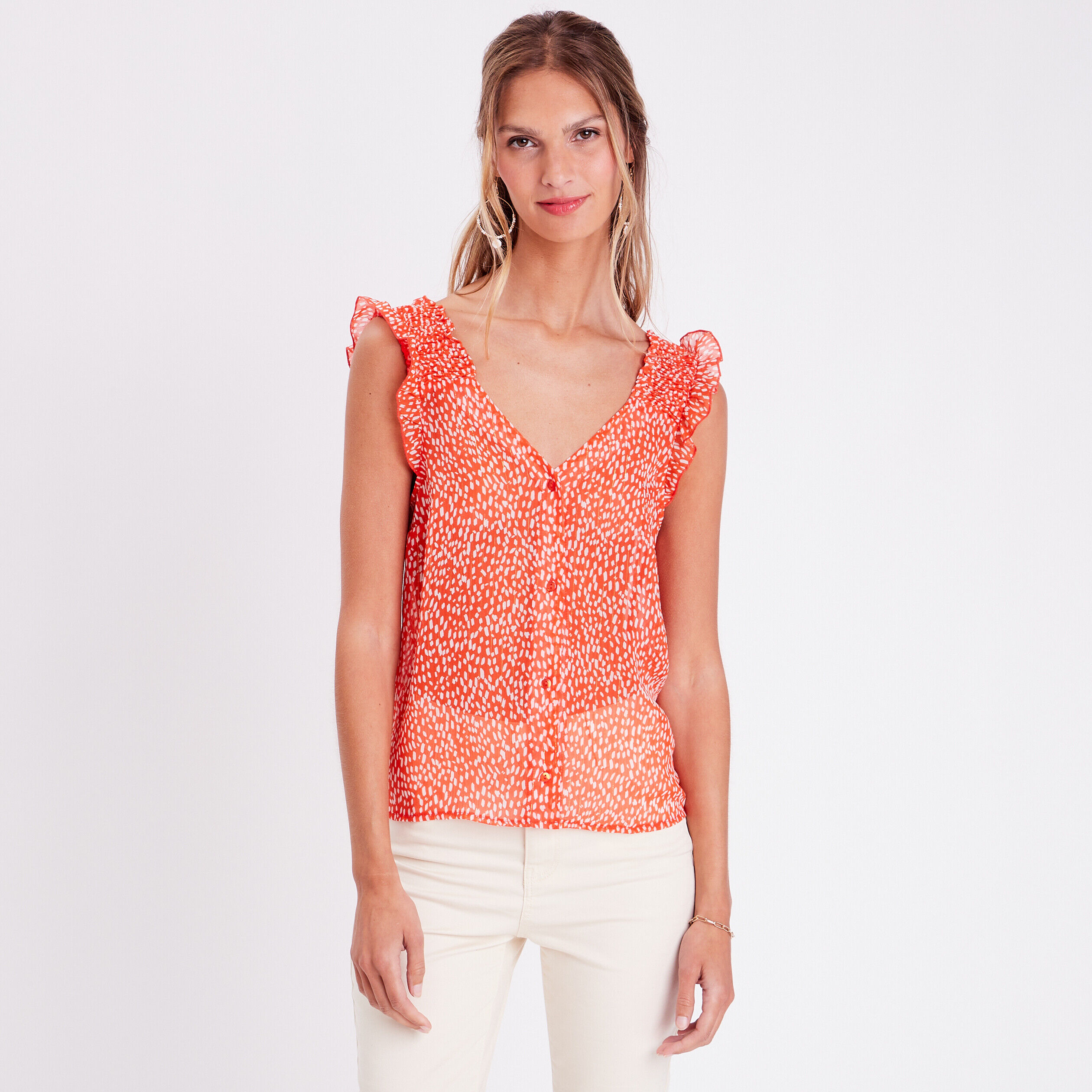 Blouse sans manches rouge femme | Cache Cache