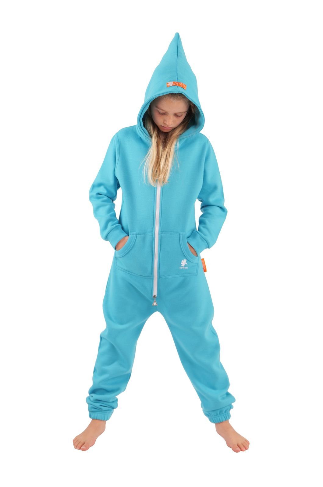 O'Poppy Jumpsuit Kinder türkis (1-tlg) Zwergen Kapuze und Eingrifftaschen