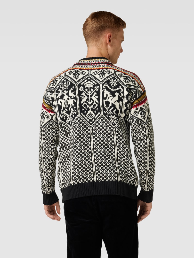Wollpullover mit Stehkragen in schwarz