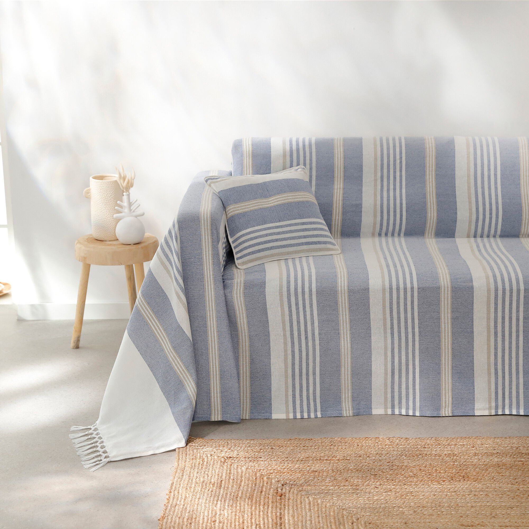 Plaid jeté multicolore coton tissage artisanal