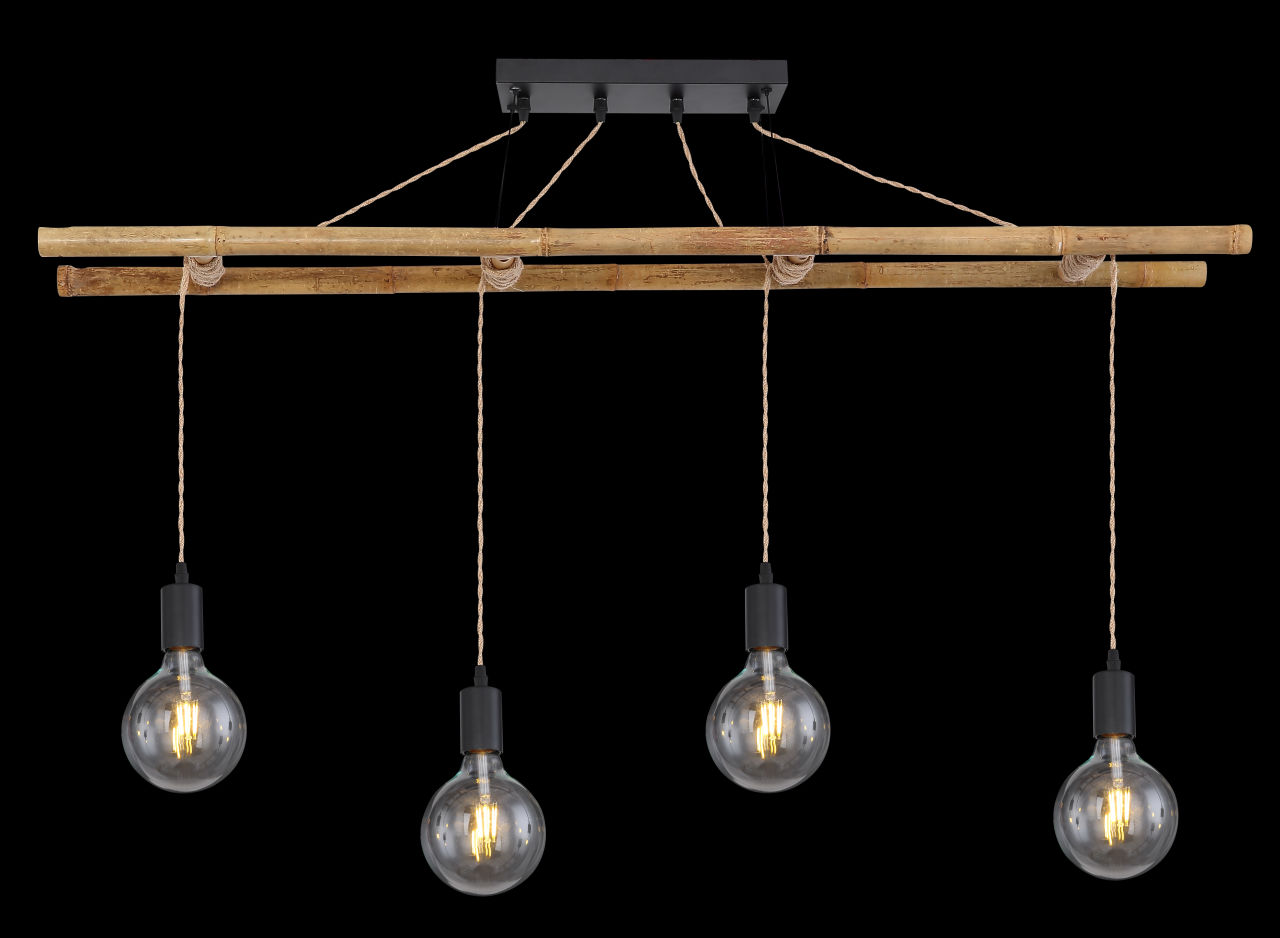 Globo Lighting - LIONI - Hängeleuchte Bambus naturfarben, 4x E27
