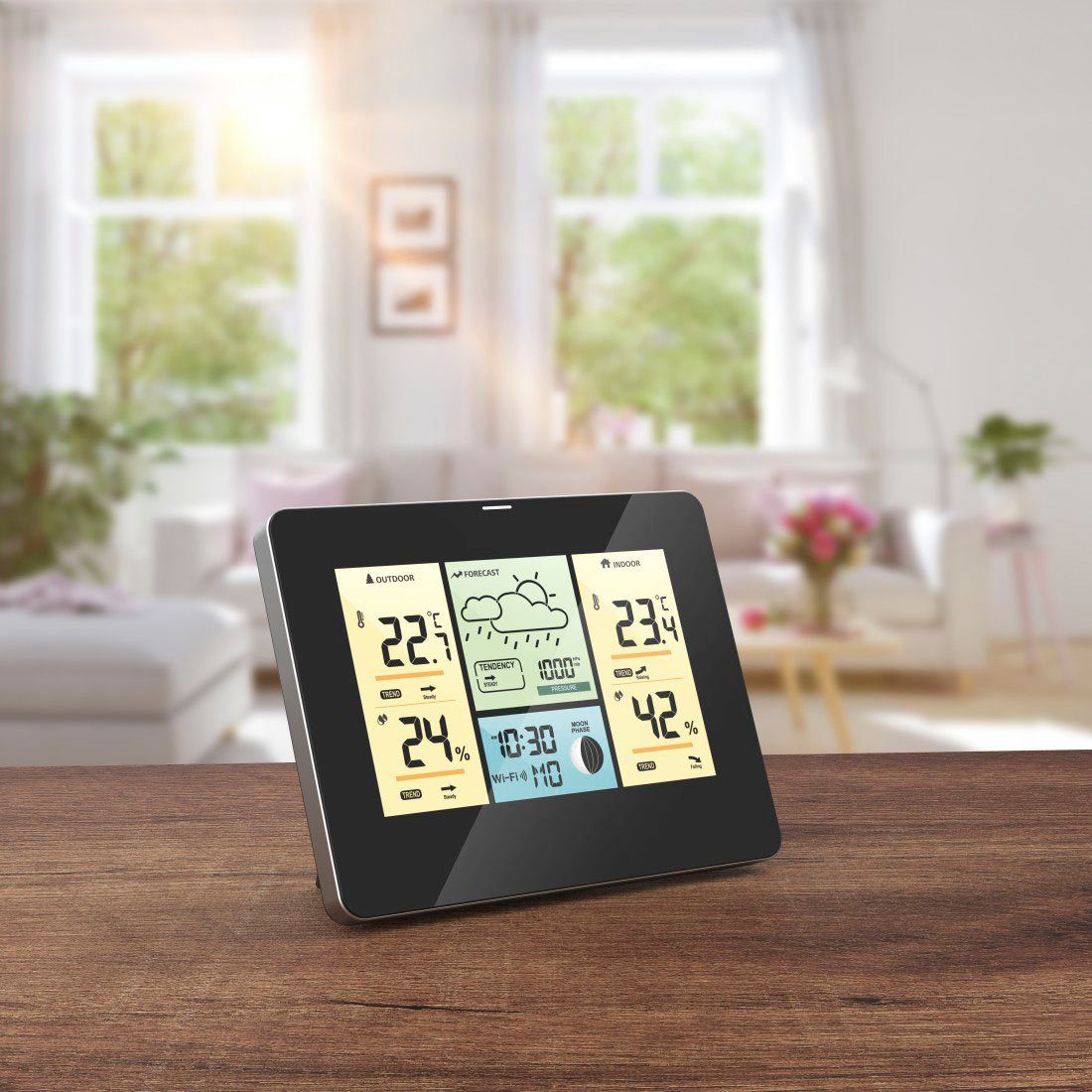 Hama WLAN mit Außensensor, Thermometer/Hygrometer Barometer, App Wetterstation (WLAN, Außensensor, Thermometer/Hygrometer Barometer, App, Farbdisplay)