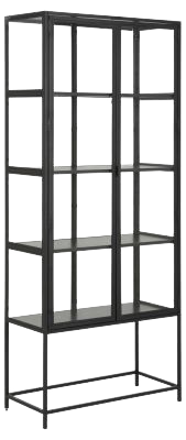 Vitrine Seaford Glas Schwarz 77 x 186 cm