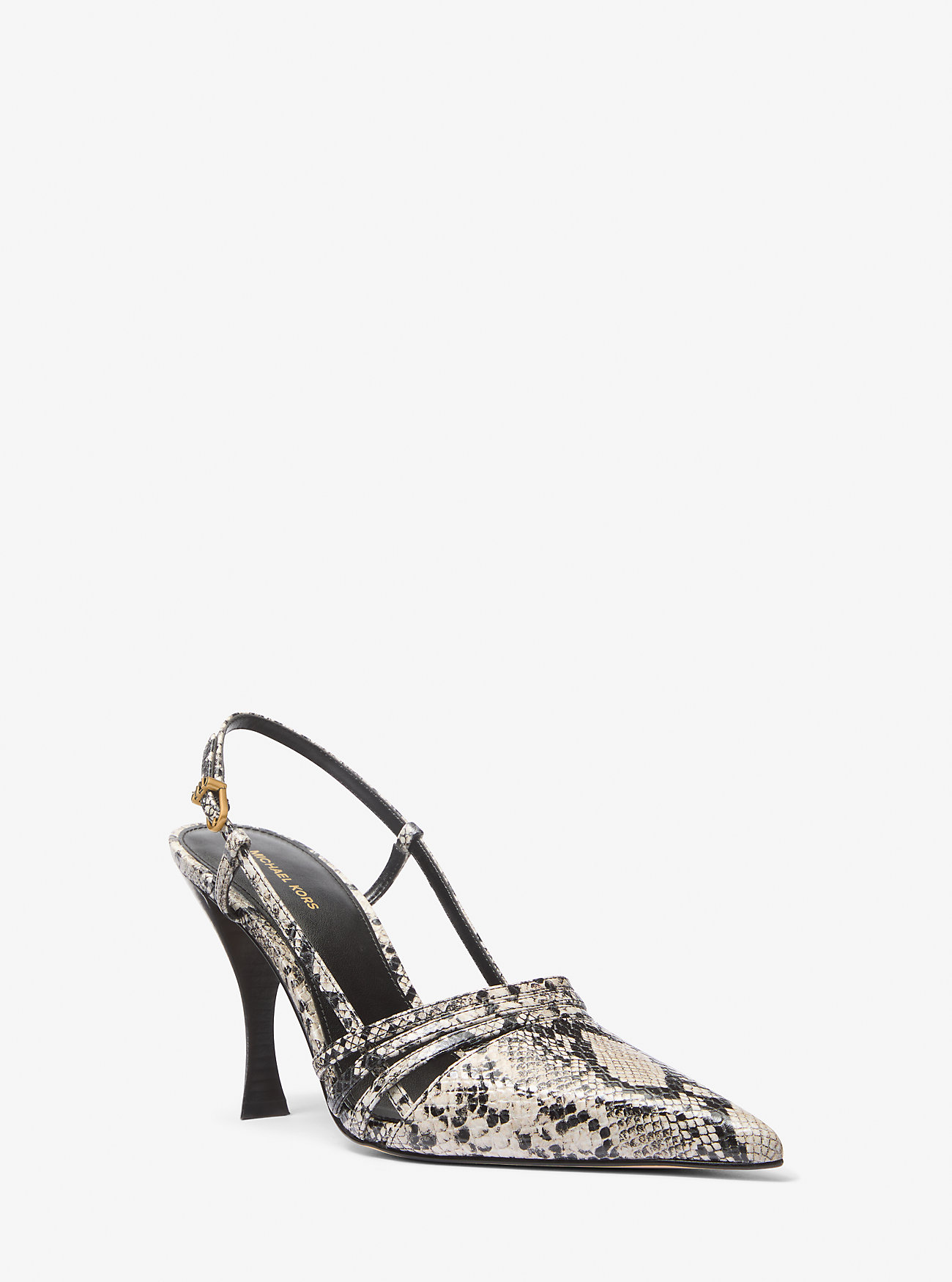 Haisley Slingback-pumps i skinn med slangetrykk – NATURLIG
