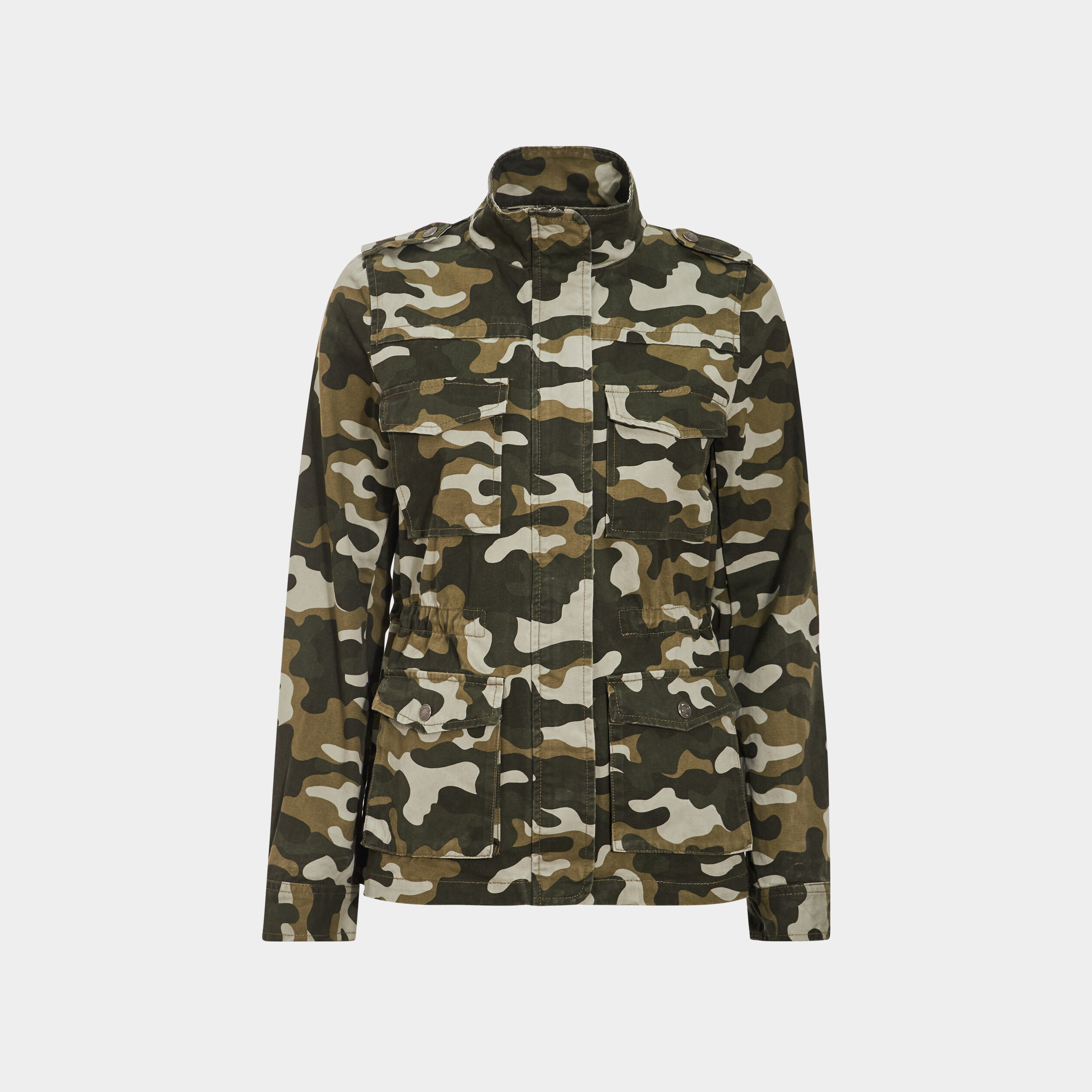 Veste parka droite col montant vert kaki femme | La Halle