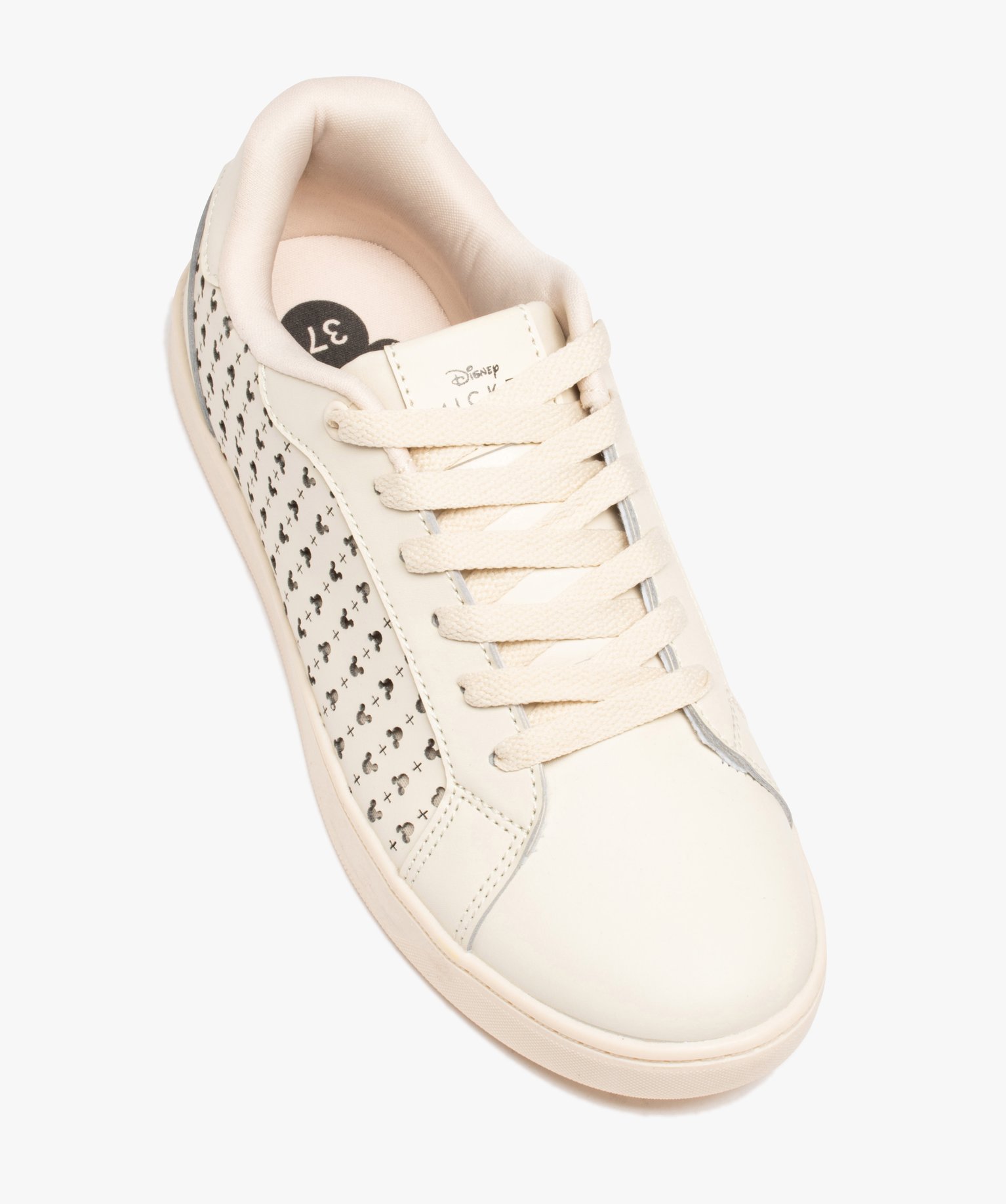 Baskets femme unies avec motifs ajourés Mickey - DS beige | GEMO