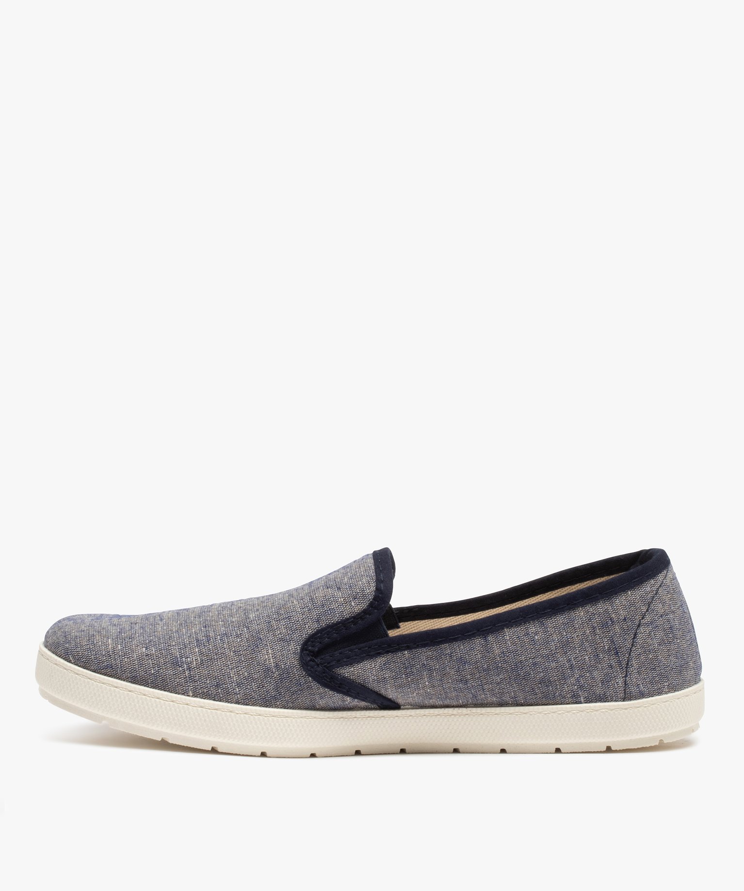 Pantoufles homme en toile chinée et semelle contrastante bleu | GEMO