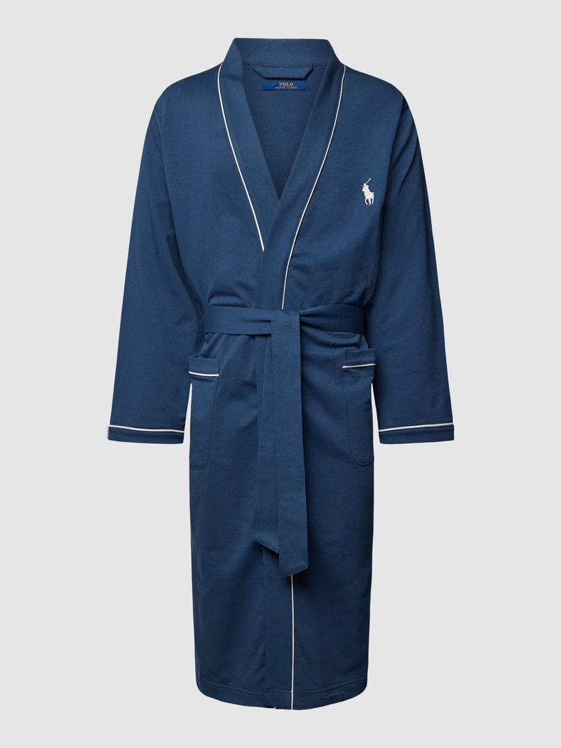 Bademantel mit seitlichen Eingrifftaschen Modell 'JERSEY' in blau