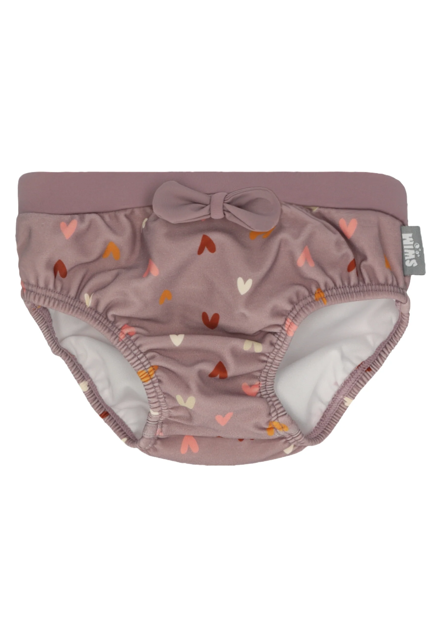 Badehose in Lila mit allover Herzen und Zierschleife