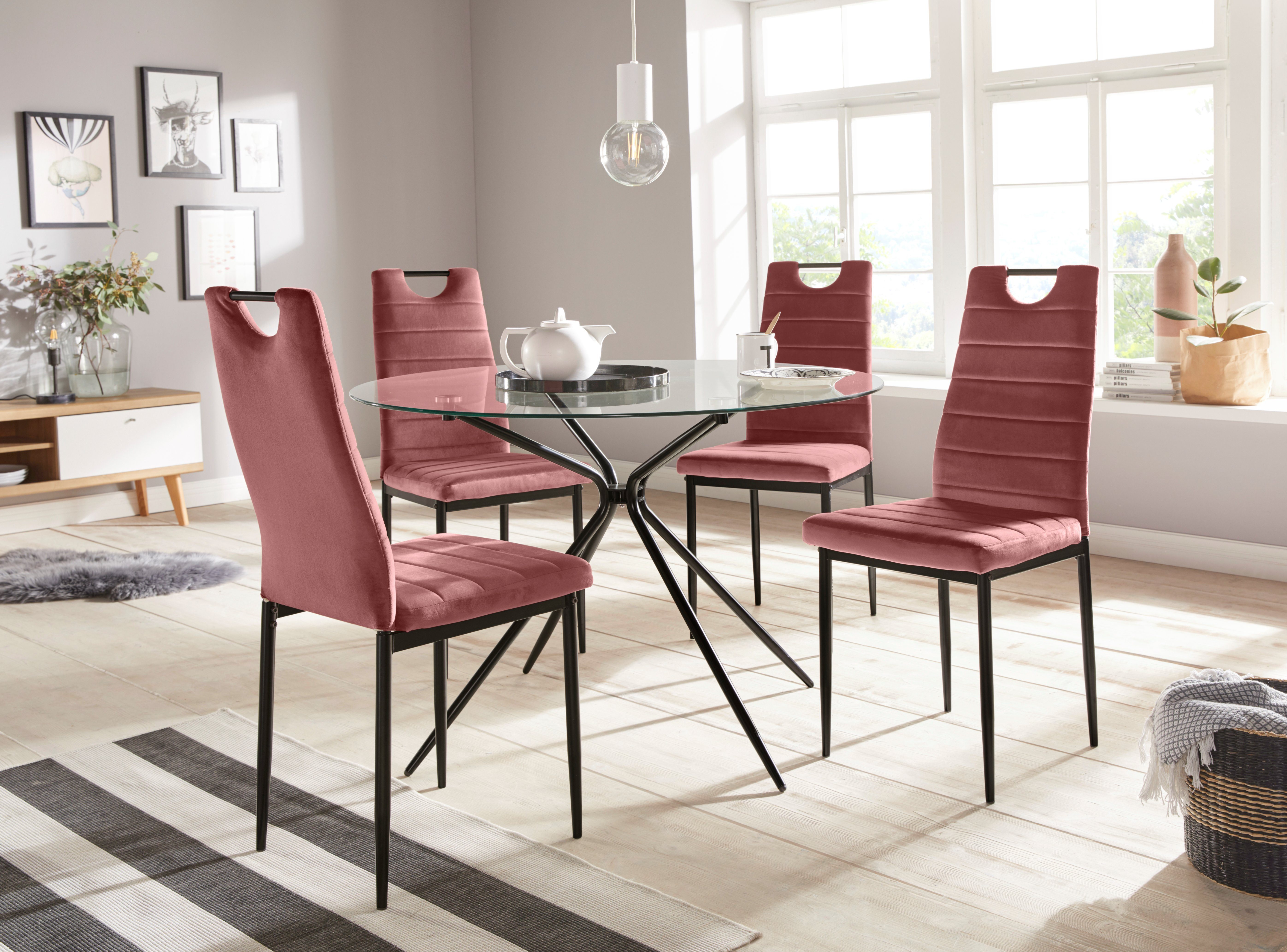 INOSIGN Glastisch Silvi, rund, Ø 110 cm, schwarzes Metallgestell