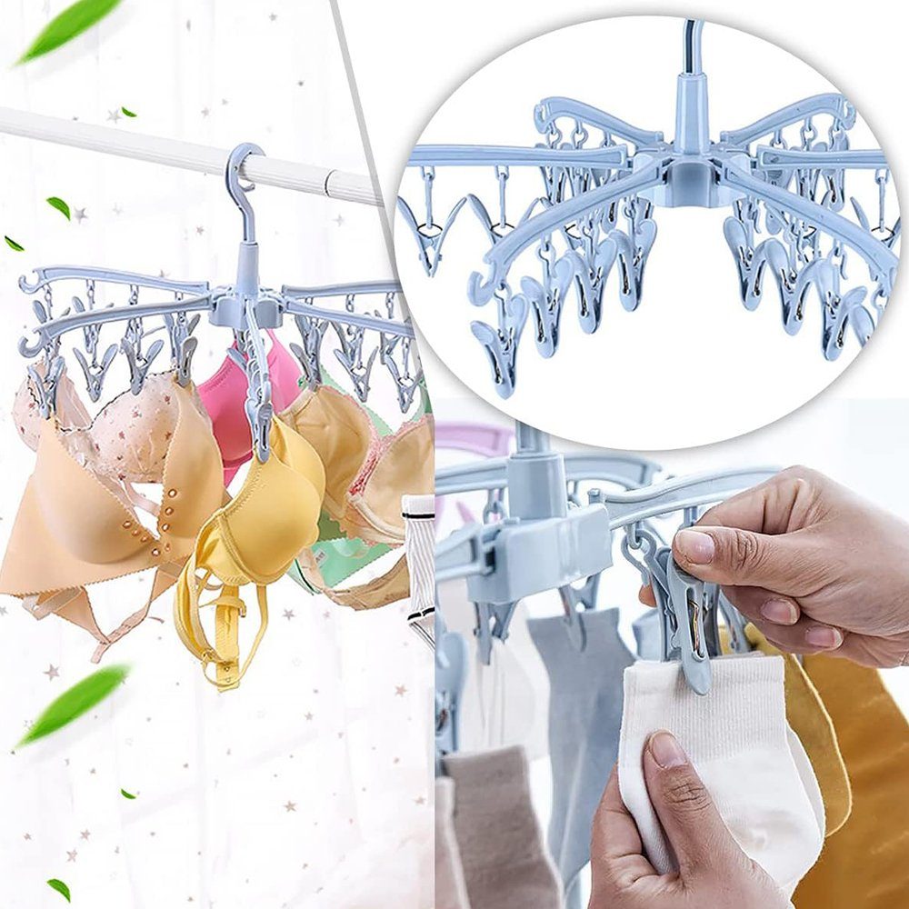 KOMIRO Wäscheständer Wäscheständer Socken Hanger -Mit 24 Wäscheklammern (Blau)