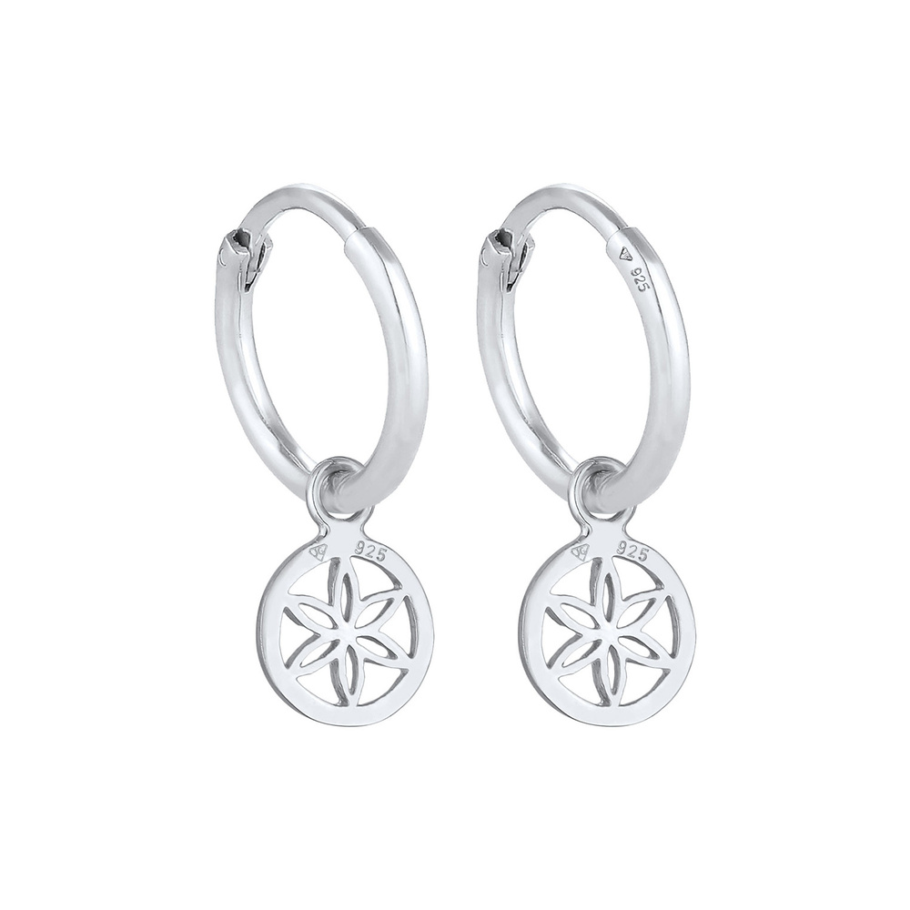 Elli Elli Boucles d'Oreilles Pendentif ornement créole femme fleur filigrane en argent Boucles d'oreilles