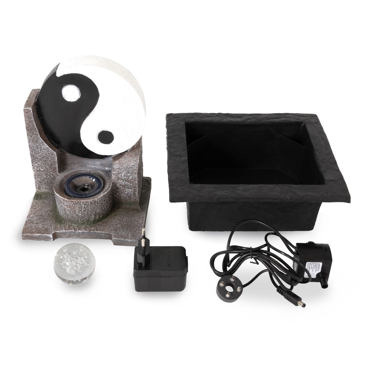 Lemodo Zimmerbrunnen mit LED-Beleuchtung, Dekobrunnen “Yin Yang” für die Wohnung