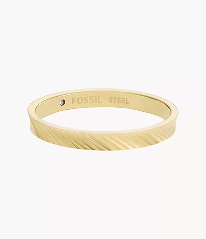 Fossil Ring Harlow Linear Texture Edelstahl goldfarben
