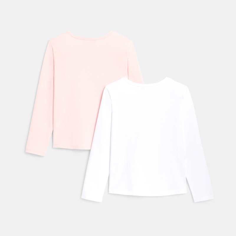 T-shirt basique (lot de 2) blanc fille