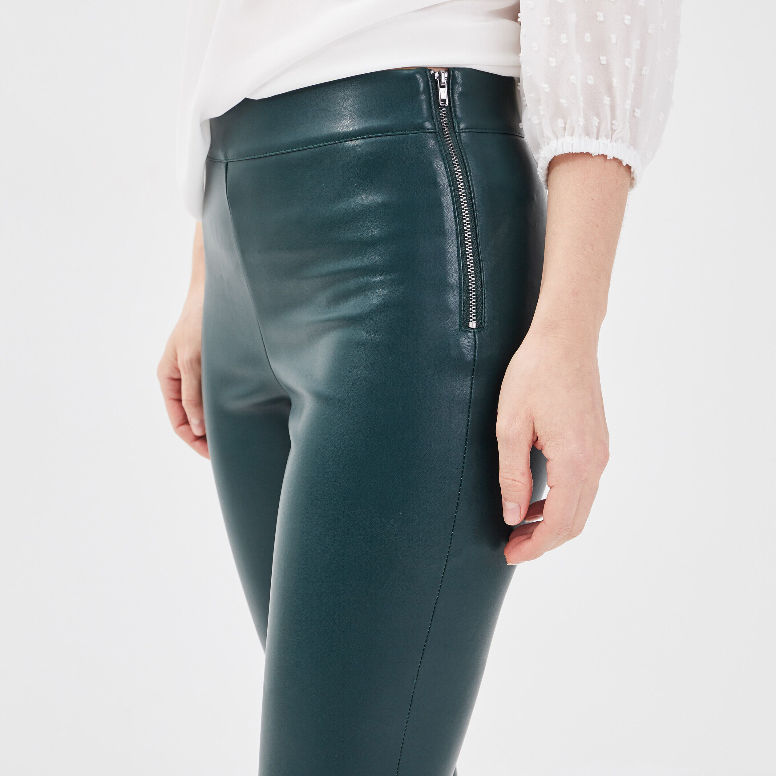 Legging similicuir vert kaki femme | Cache Cache
