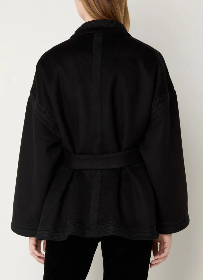 Antik Batik William fine-knit open cardigan with tie belt and patch pockets
