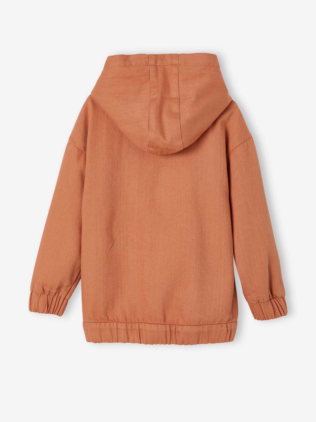Sweat zippé à capuche motif surf garçon orange délavé