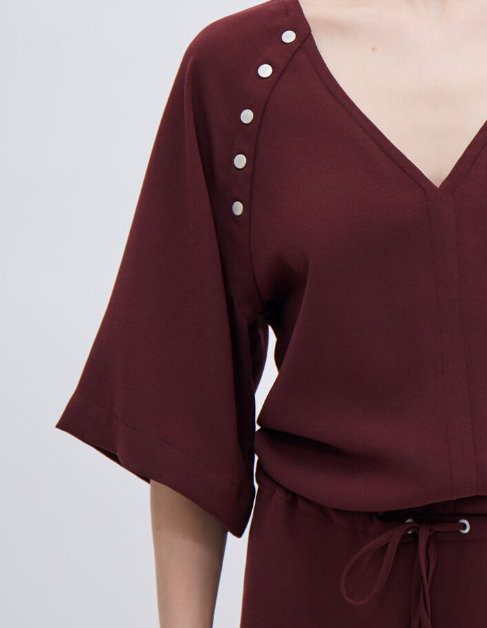 Robe grenat avec décor pressions Femme