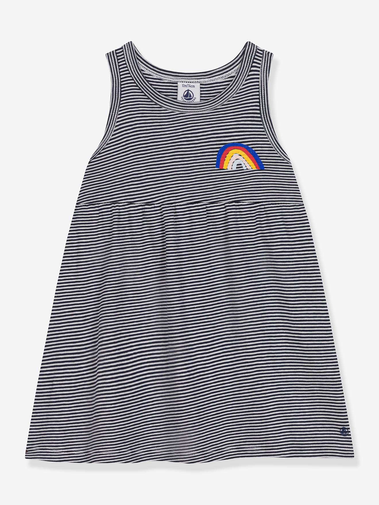 Petit Bateau Geripptes Mädchen Baby Sommerkleid PETIT BATEAU - blau