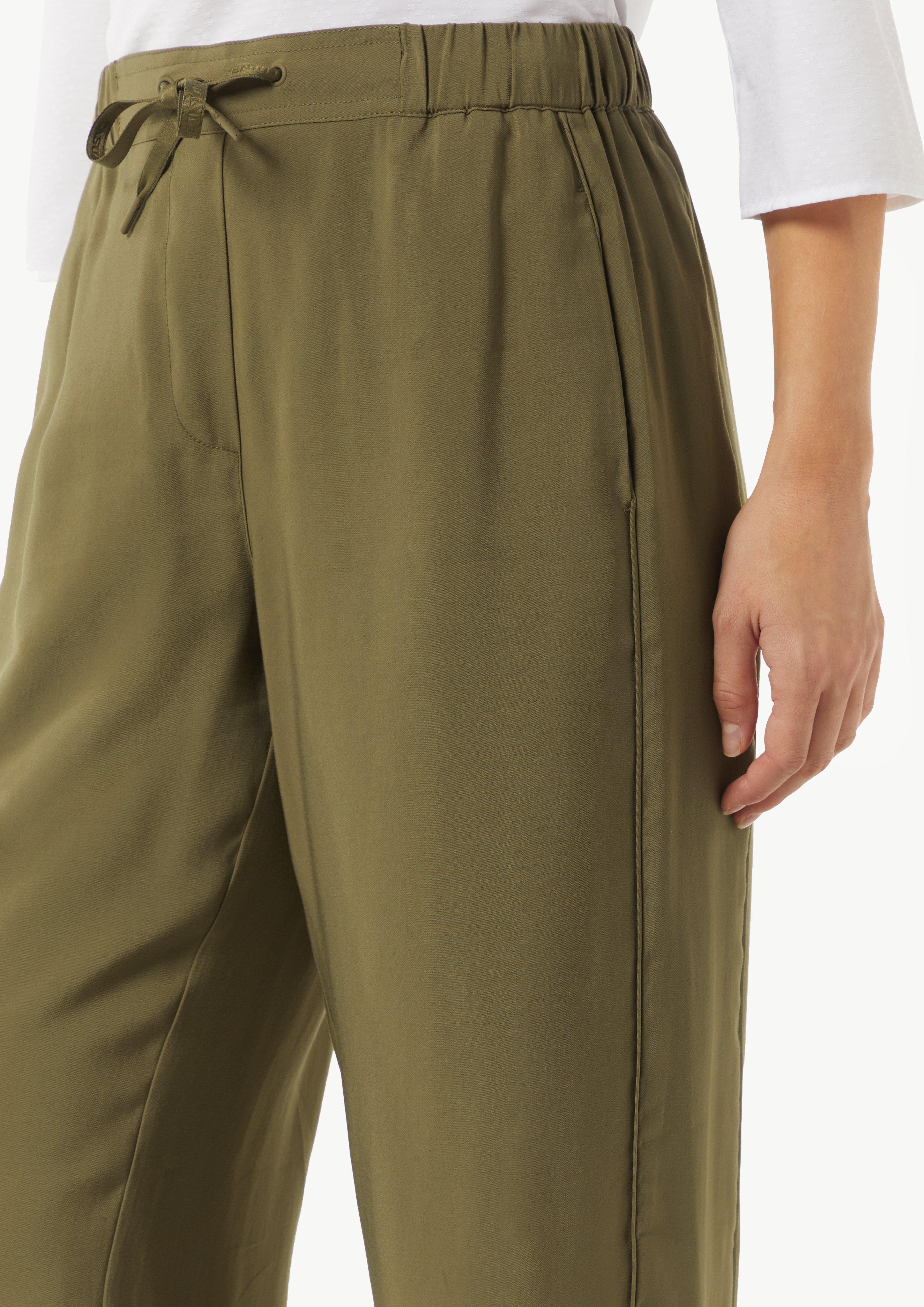 Hose mit weitem Bein und Paspeldetail - guacamole