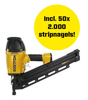 Stanley Bostitch F28WW-Epack PromoPack - F28WW-E Nagelpistole + 50 Schachteln mit je 2000 Streifen Nägeln 3,10x65mm gerade transparent.