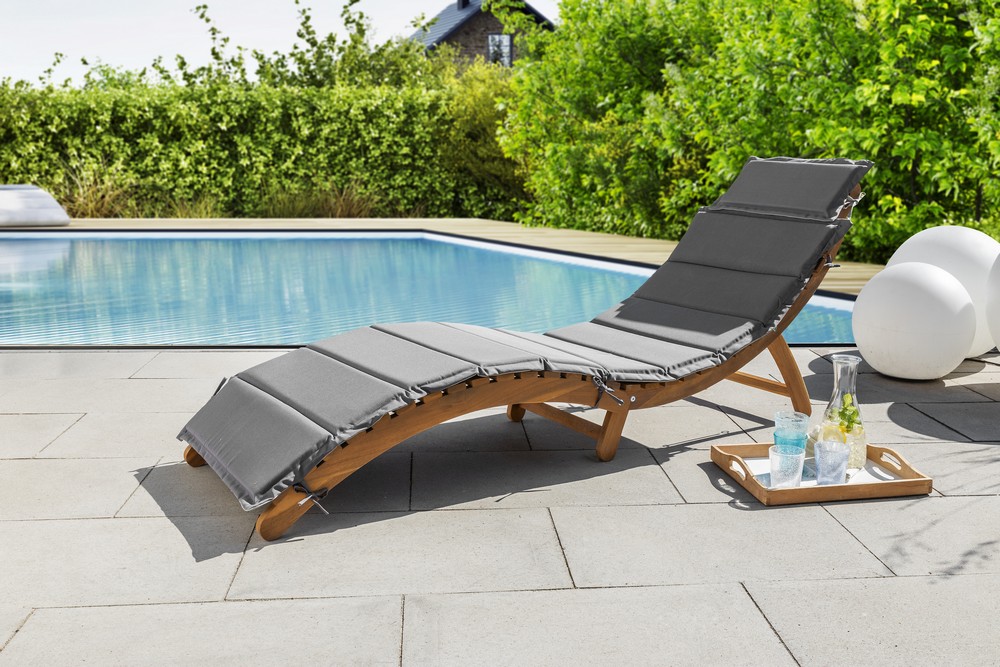 HC Garten & Freizeit Sonnenliege klappbar 2tlg. aus Akazienholz Sonnenliege mit Wende-Polsterauflage